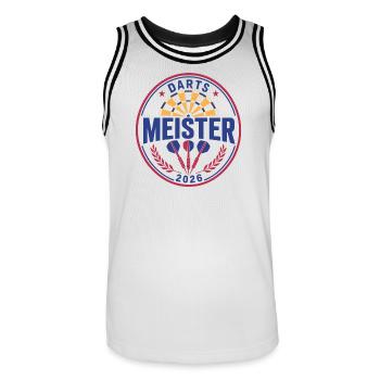 Darts Champion 2026, Winner Shirt, Hoodie, Cap, Bag - Men's Basketball Jersey - white/black - Front - AI Model Male 185 dark (185cm)