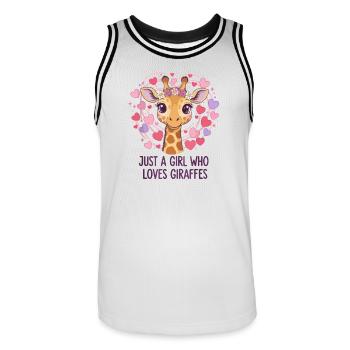 Giraffe Love Girl GIRAFFE - Men's Basketball Jersey - white/black - Front - AI Model Male 185 dark (185cm)