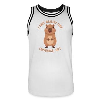 Capybara Love Ok - Men's Basketball Jersey - white/black - Front - AI Model Male 185 dark (185cm)