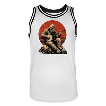 Sasquatch-Bigfoot Banjo Player Banjo - Men's Basketball Jersey - white/black - Front - AI Model Male 185 dark (185cm)