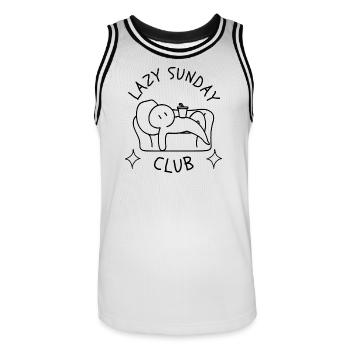 Ambiance du week-end du club paresseux du dimanche canapé - Maillot de basket Homme - blanc/noir - Devant - AI Model Male 185 dark (185cm)