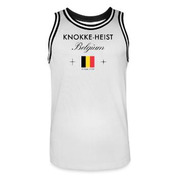 Knokke Heist Belgien Koordinaten Reise Souvenir - Männer Basketball-Trikot - Weiß/Schwarz - Vorne - AI Model Male 185 dark (185cm)