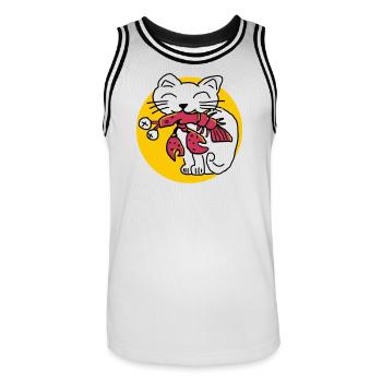 CancerCat - Männer Basketball-Trikot - Weiß/Schwarz - Vorne - AI Model Male 185 dark (185cm)