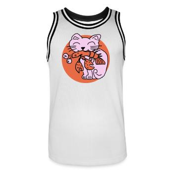 Katze frisst Krebs auf - Männer Basketball-Trikot - Weiß/Schwarz - Vorne - AI Model Male 185 dark (185cm)