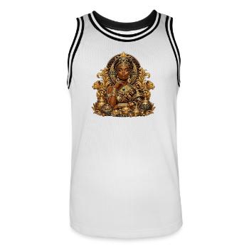 Reine d’or des Joyaux - Maillot de basket Homme - blanc/noir - Devant - AI Model Male 185 dark (185cm)
