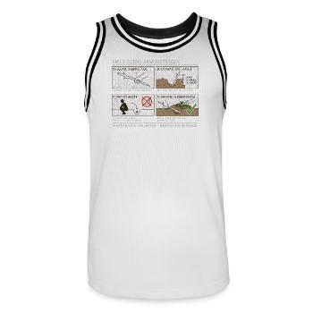 Field Guide: Wilderness Waste Sanitation - Men's Basketball Jersey - white/black - Front - AI Model Male 185 dark (185cm)