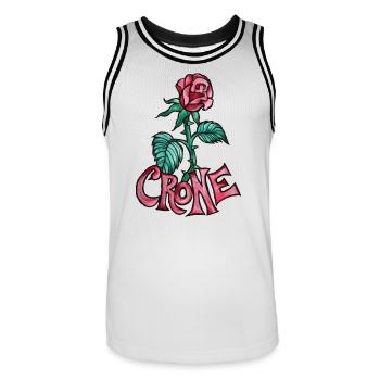 Tatouage de la Vieille Rose - Maillot de basket Homme - blanc/noir - Devant - AI Model Male 185 dark (185cm)