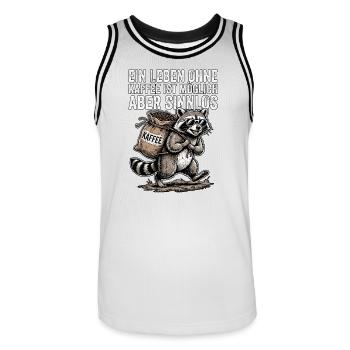 Kaffee Waschbär - Männer Basketball-Trikot - Weiß/Schwarz - Vorne - AI Model Male 185 dark (185cm)