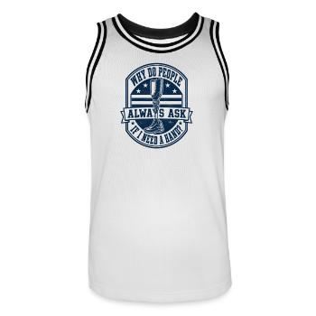 Pourquoi les gens me demandent-ils si je prépare une main ? - Maillot de basket Homme - blanc/noir - Devant - AI Model Male 185 dark (185cm)