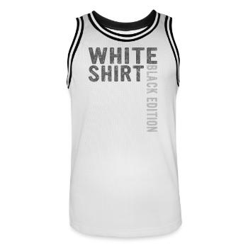 Lustiger Spruch Weißes Shirt Black Edition - Männer Basketball-Trikot - Weiß/Schwarz - Vorne - AI Model Male 185 dark (185cm)