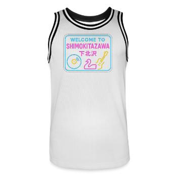Welcome to Shimokitazawa - Maillot de basket Homme - blanc/noir - Devant - AI Model Male 185 dark (185cm)