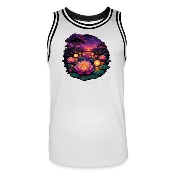 Lotus-Lichter am Abend - Männer Basketball-Trikot - Weiß/Schwarz - Vorne - AI Model Male 185 dark (185cm)