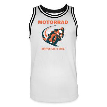 Motorrad Kurven Statt Sofa Biker Geschenk - Männer Basketball-Trikot - Weiß/Schwarz - Vorne - AI Model Male 185 dark (185cm)