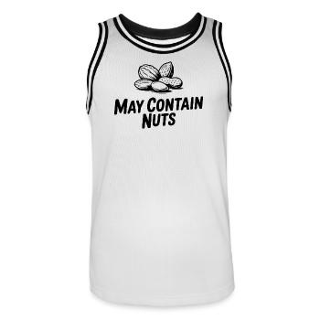 Kann Nüsse enthalten - Männer Basketball-Trikot - Weiß/Schwarz - Vorne - AI Model Male 185 dark (185cm)