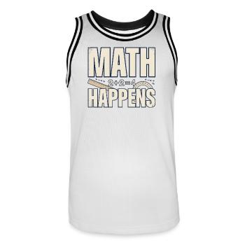 Mathematik-Humor – Mathematik passiert - Männer Basketball-Trikot - Weiß/Schwarz - Vorne - AI Model Male 185 dark (185cm)