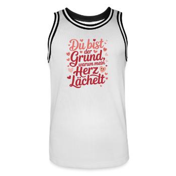  Du Bist Der Grund Warum Mein Herz Lächelt Liebes - Männer Basketball-Trikot - Weiß/Schwarz - Vorne - AI Model Male 185 dark (185cm)