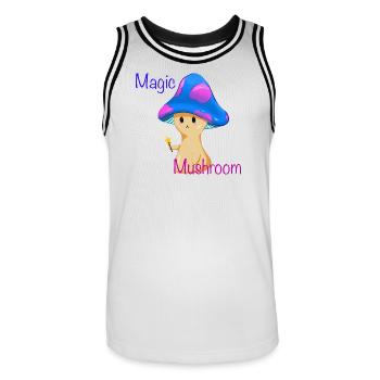 Magischer Pilz mit Zauberstab - Männer Basketball-Trikot - Weiß/Schwarz - Vorne - AI Model Male 185 dark (185cm)