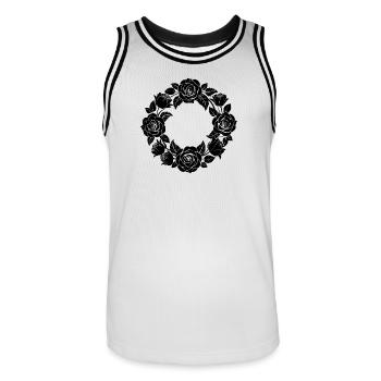 Rosenkranz - Männer Basketball-Trikot - Weiß/Schwarz - Vorne - AI Model Male 185 dark (185cm)