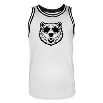 Cooler Eisbär mit Sonnenbrille - Männer Basketball-Trikot - Weiß/Schwarz - Vorne - AI Model Male 185 dark (185cm)