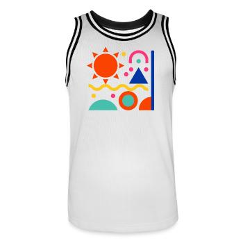 Bunte Formen - Männer Basketball-Trikot - Weiß/Schwarz - Vorne - AI Model Male 185 dark (185cm)