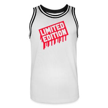 Limitierte Edition Stempel - Männer Basketball-Trikot - Weiß/Schwarz - Vorne - AI Model Male 185 dark (185cm)