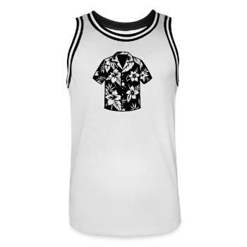 Hawaiihemd - Männer Basketball-Trikot - Weiß/Schwarz - Vorne - AI Model Male 185 dark (185cm)