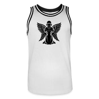 Engel - Männer Basketball-Trikot - Weiß/Schwarz - Vorne - AI Model Male 185 dark (185cm)