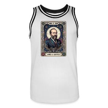 James A Tarotkarte - Männer Basketball-Trikot - Weiß/Schwarz - Vorne - AI Model Male 185 dark (185cm)