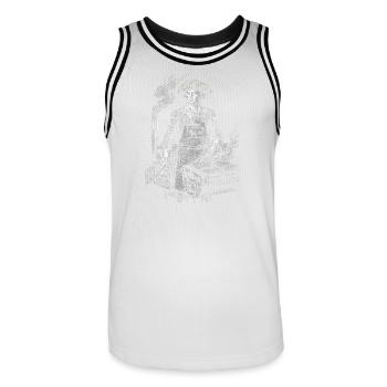 George Washington Grilling BBQ - Men's Basketball Jersey - white/black - Front - AI Model Male 185 dark (185cm)