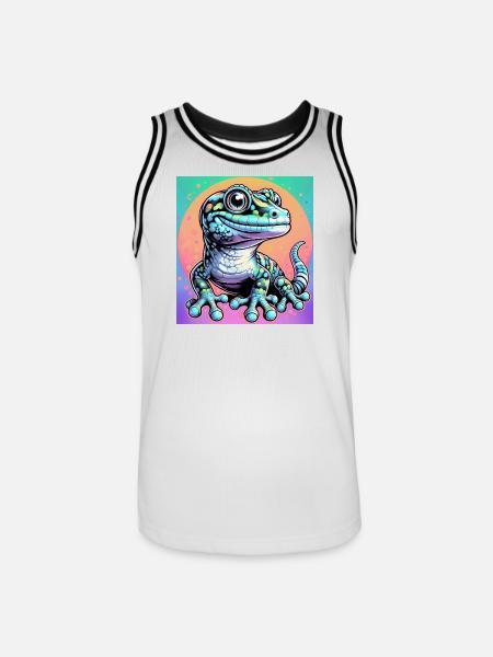 Gecko - Männer Basketball-Trikot - Weiß/Schwarz