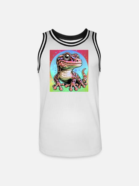 Gecko - Männer Basketball-Trikot - Weiß/Schwarz