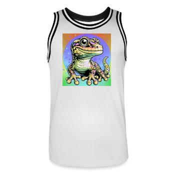 Gecko - Männer Basketball-Trikot - Weiß/Schwarz - Vorne - AI Model Male 185 dark (185cm)