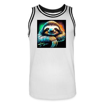 Faultier - Männer Basketball-Trikot - Weiß/Schwarz - Vorne - AI Model Male 185 dark (185cm)
