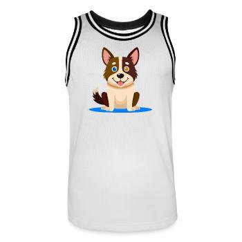 Little Colorful Dog (comic) - Men's Basketball Jersey - white/black - Front - AI Model Male 185 dark (185cm)