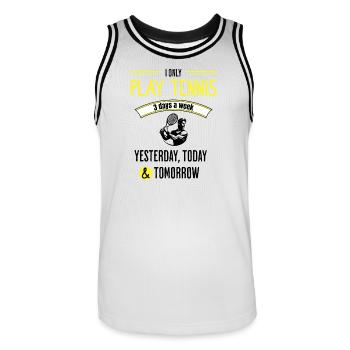 Funny Tennis Quote - Men's Basketball Jersey - white/black - Front - AI Model Male 185 dark (185cm)