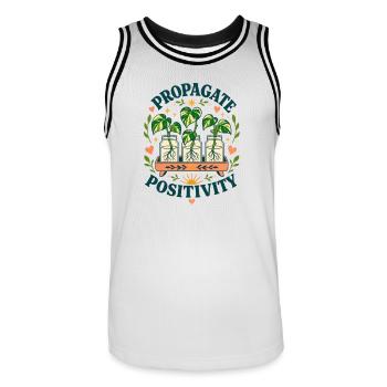 Propagate Positivity – Pothos Ableger - Männer Basketball-Trikot - Weiß/Schwarz - Vorne - AI Model Male 185 dark (185cm)