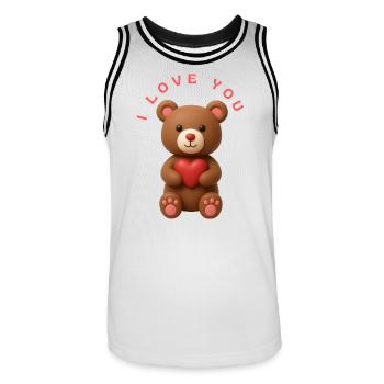 I LOVE YOU - Männer Basketball-Trikot - Weiß/Schwarz - Vorne - AI Model Male 185 dark (185cm)
