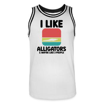 Alligator Spruch Reptil - Männer Basketball-Trikot - Weiß/Schwarz - Vorne - AI Model Male 185 dark (185cm)