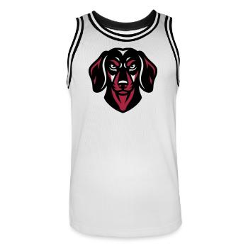 Schwarzer Dackel Logo - Männer Basketball-Trikot - Weiß/Schwarz - Vorne - AI Model Male 185 dark (185cm)