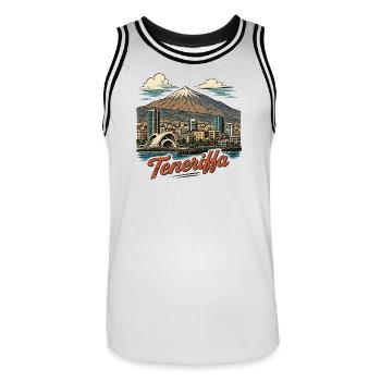 Teneriffa Skyline Mt Teide - Männer Basketball-Trikot - Weiß/Schwarz - Vorne - AI Model Male 185 dark (185cm)
