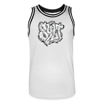 Sylt Graffiti Oldschool Hip Hop - Männer Basketball-Trikot - Weiß/Schwarz - Vorne - AI Model Male 185 dark (185cm)
