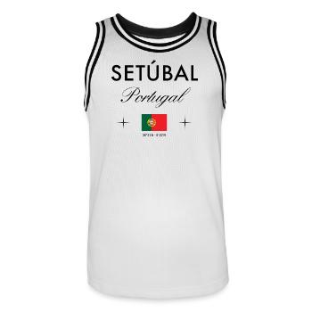 Setubal Portugal Koordinaten Reise Souvenir - Männer Basketball-Trikot - Weiß/Schwarz - Vorne - AI Model Male 185 dark (185cm)