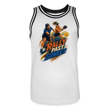 Sunset Rally - Männer Basketball-Trikot - Weiß/Schwarz - Vorne - AI Model Male 185 dark (185cm)