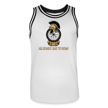 Alle Wege führen nach Rom Radsport-T-Shirt - Männer Basketball-Trikot - Weiß/Schwarz - Vorne - AI Model Male 185 dark (185cm)
