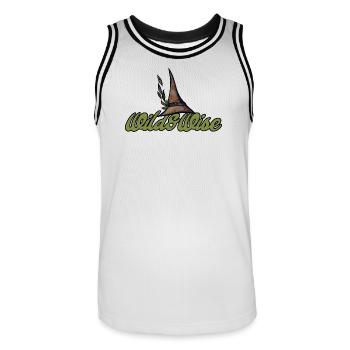 Wild & Wise Nature Wappen - Männer Basketball-Trikot - Weiß/Schwarz - Vorne - AI Model Male 185 dark (185cm)