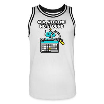 404 Weekend Not Found Roboter - Männer Basketball-Trikot - Weiß/Schwarz - Vorne - AI Model Male 185 dark (185cm)