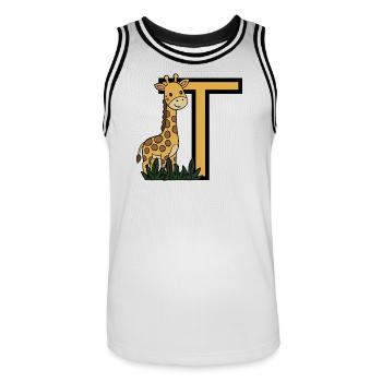 Giraffe und T Alphabet Design - Männer Basketball-Trikot - Weiß/Schwarz - Vorne - AI Model Male 185 dark (185cm)