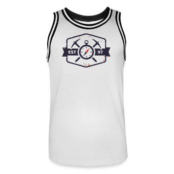 Bergretter Kompass Wappen - Männer Basketball-Trikot - Weiß/Schwarz - Vorne - AI Model Male 185 dark (185cm)