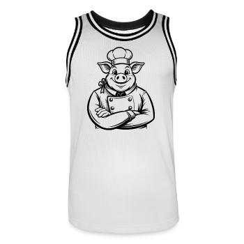 Chef Pig - Männer Basketball-Trikot - Weiß/Schwarz - Vorne - AI Model Male 185 dark (185cm)