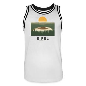 Eifel Volcano | Vintage Nature Poster - Männer Basketball-Trikot - Weiß/Schwarz - Vorne - AI Model Male 185 dark (185cm)